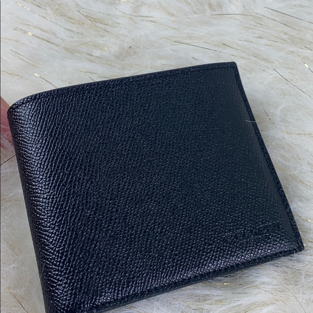 COACH COMPACT ID CROSSGRAIN LEATHER MEN’s WALLET - Picture 2 of 8